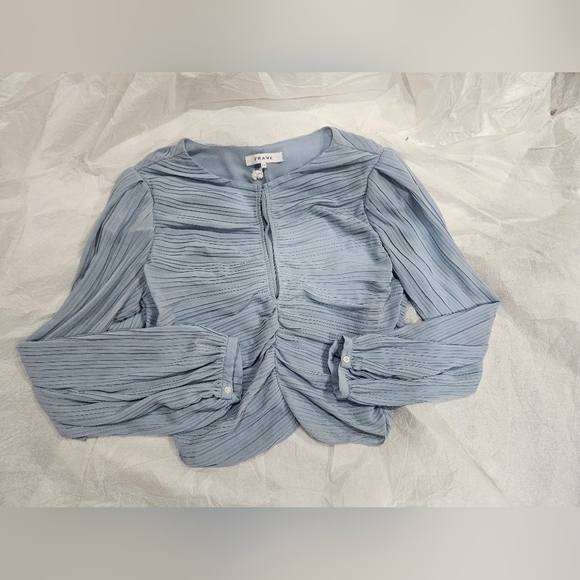 Frame Denim Pleated Billow Sleeve Top SZ L - Picture 3 of 6